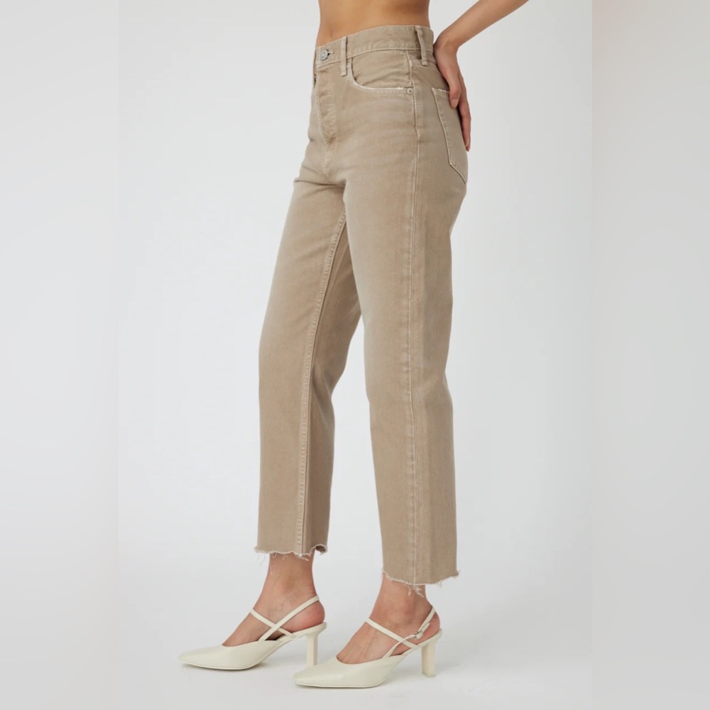 Moussy Beige High-Rise Straight Jeans